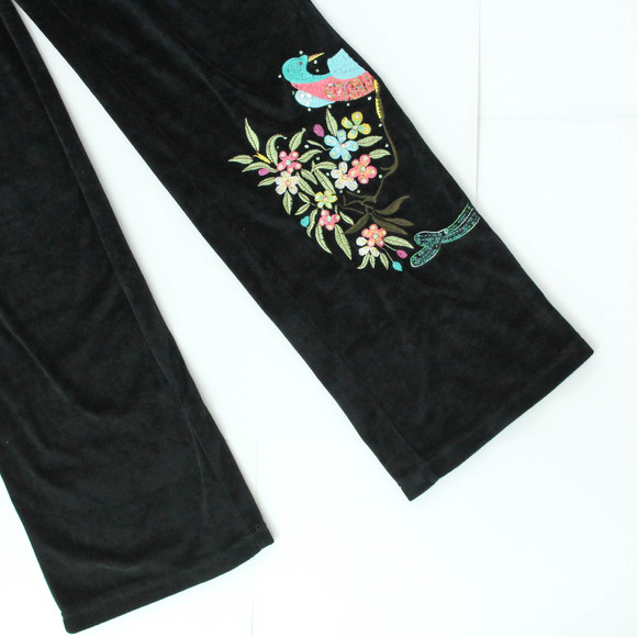 BCBG MaxAzria Intricately Embroidered Velour Sweatsuit Pants - Picture 4 of 9